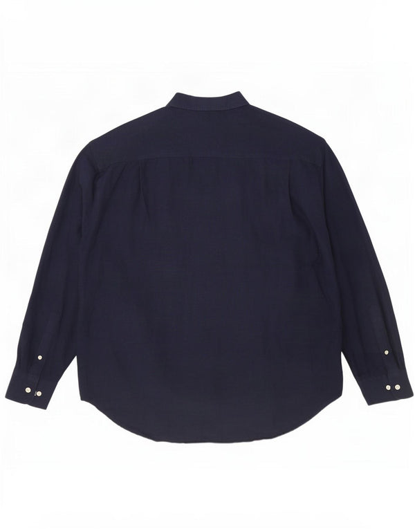 Nautica Herrenhemd XL Marineblaues Blumen-Leinen