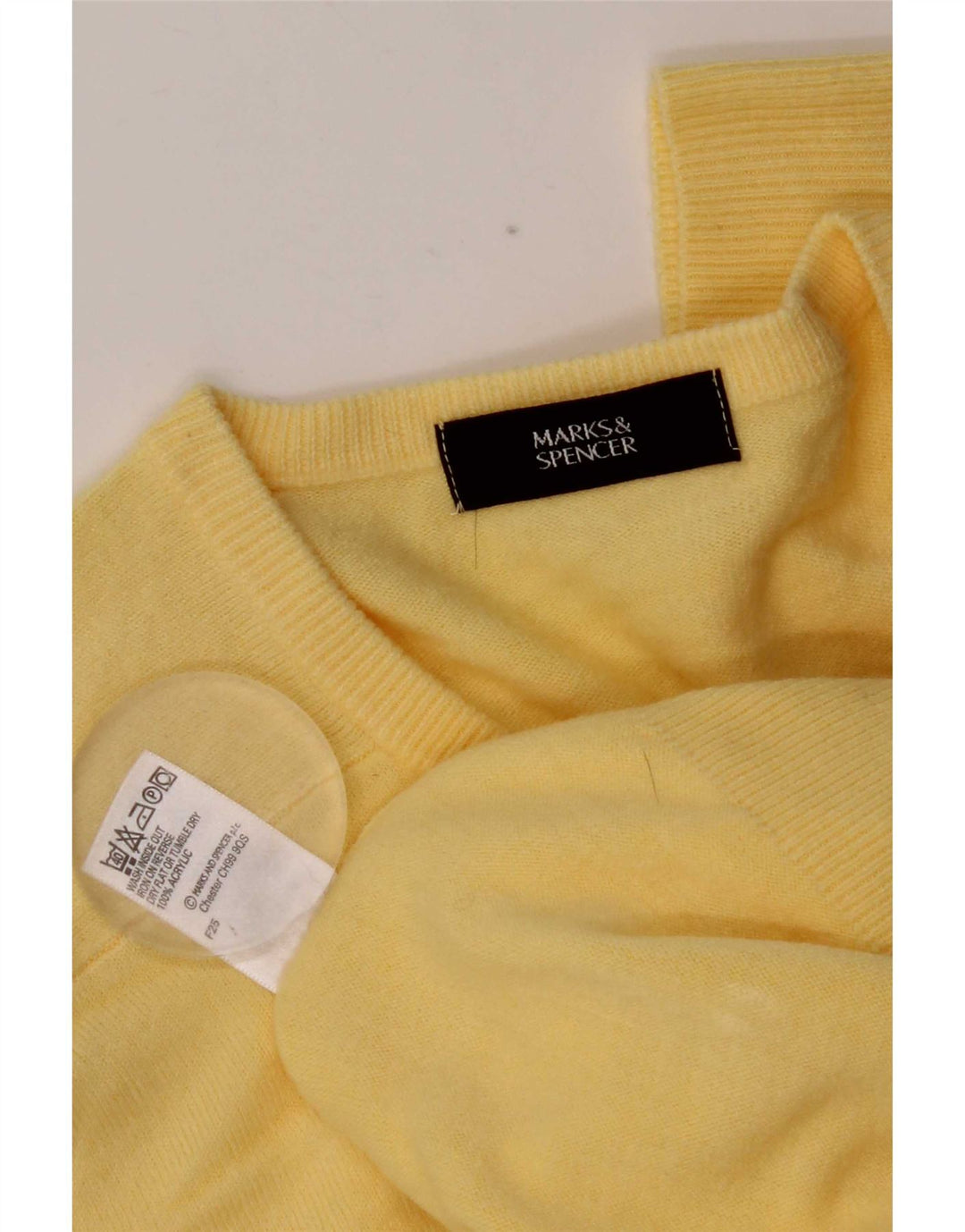 Marks & Spencer Herren-Pullover mit V-Ausschnitt, mittelgelbes Acryl