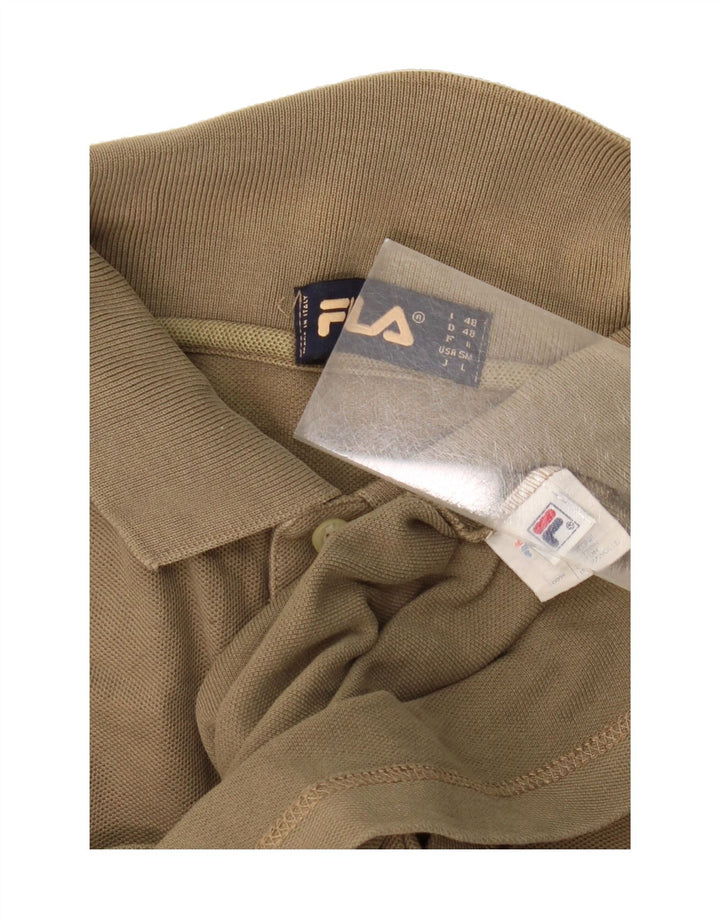 FILA Mens Polo Shirt IT 48 Medium Khaki Cotton Vintage Fila and Second-Hand Fila from Messina Hembry 