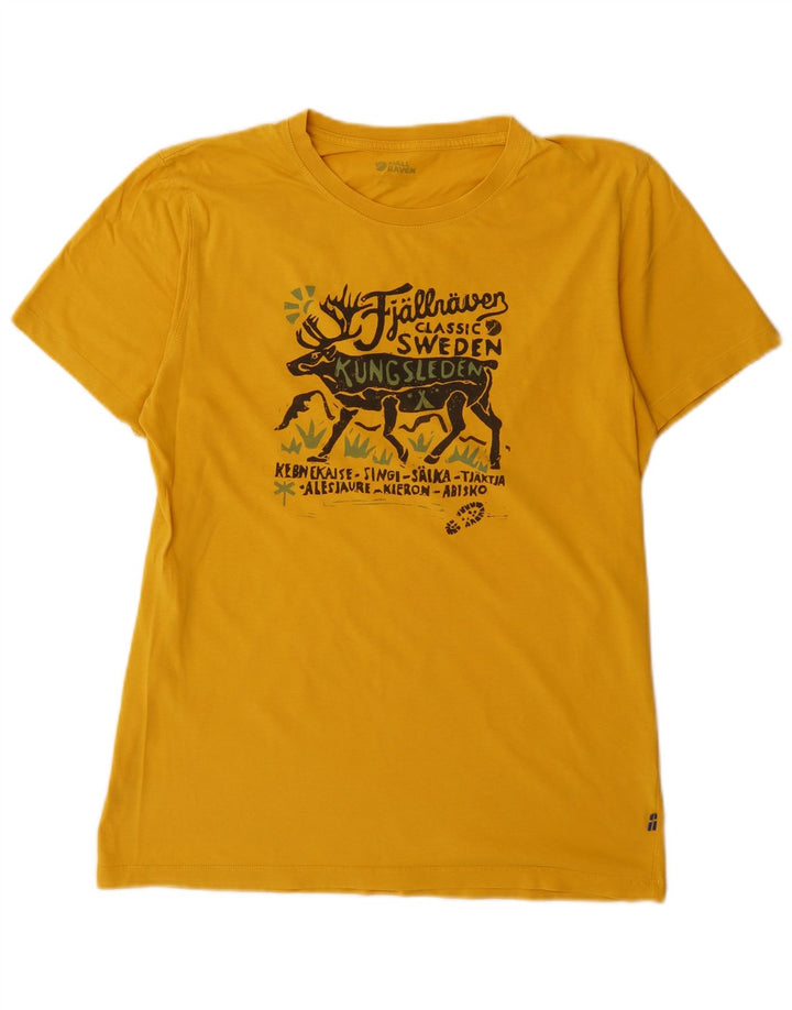 Fjall Raven Herren Grafik-T-Shirt-Oberteil aus mittelgelber Baumwolle