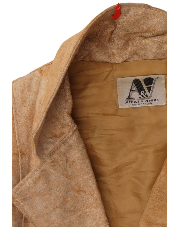 VINTAGE Damen Wildlederjacke UK 12 Medium Beige Leder