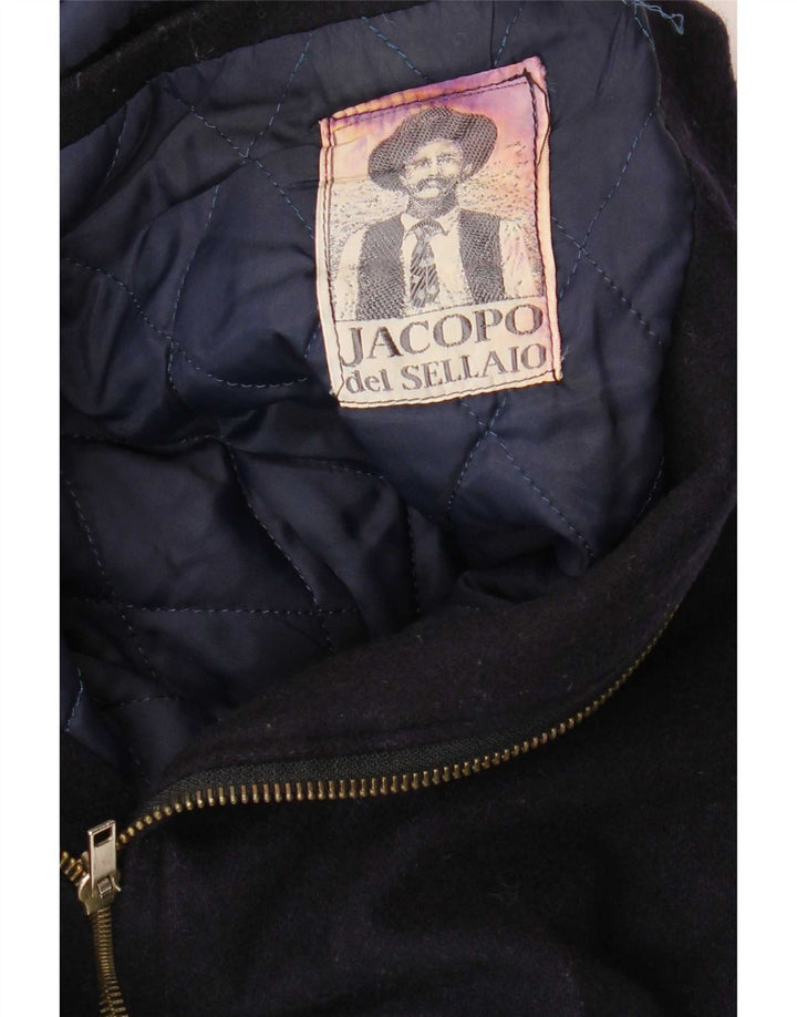 Vintage Herren Bomberjacke UK 40 Große marineblaue Wolle