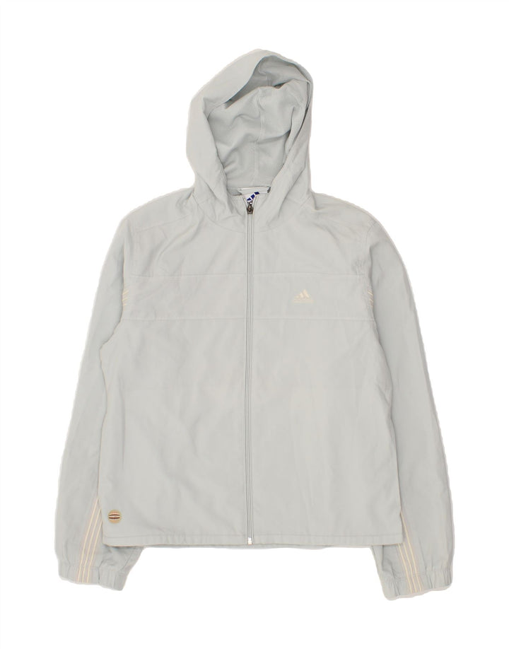 ADIDAS Boys Hooded Tracksuit Top Jacket 13-14 Years Grey Polyester Vintage Adidas and Second-Hand Adidas from Messina Hembry 