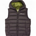 Champion Wattierte Weste mit Kapuze für Jungen, 11–12 Jahre, groß, schwarzes Polyester