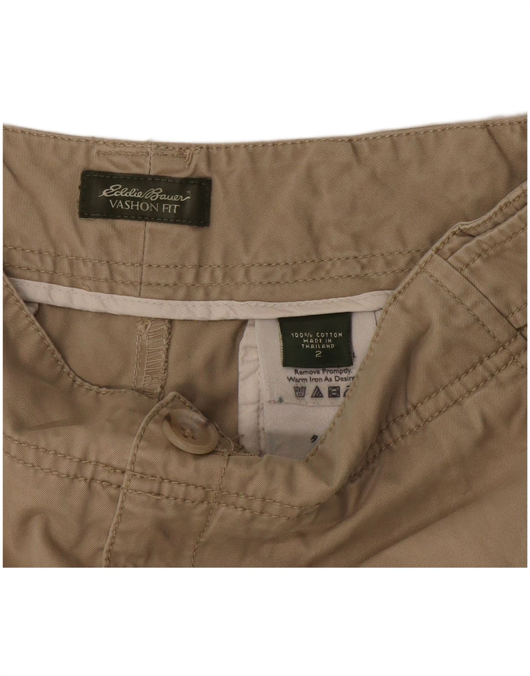 EDDIE BAUER Damen Vashon Fit Chino Shorts US 2 XS W25 Beige Baumwolle