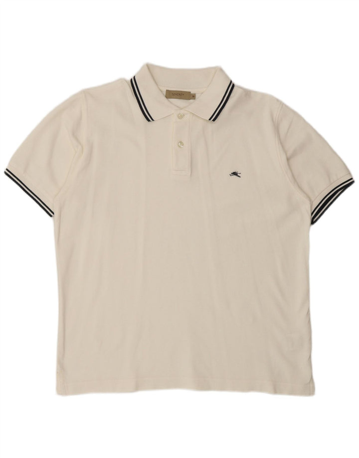 SEVENTY Herren-Poloshirt, mittelgroß, cremefarbene Baumwolle