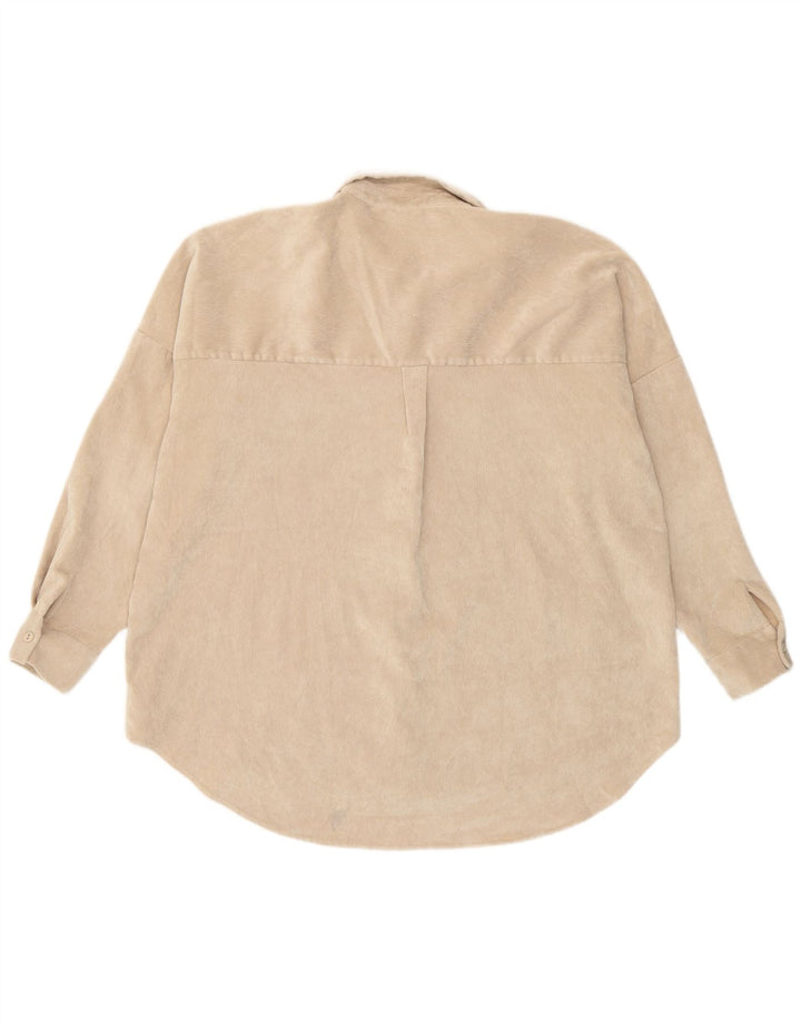 Zara Damen Übergroßes Cordhemd UK 16 Large Beige