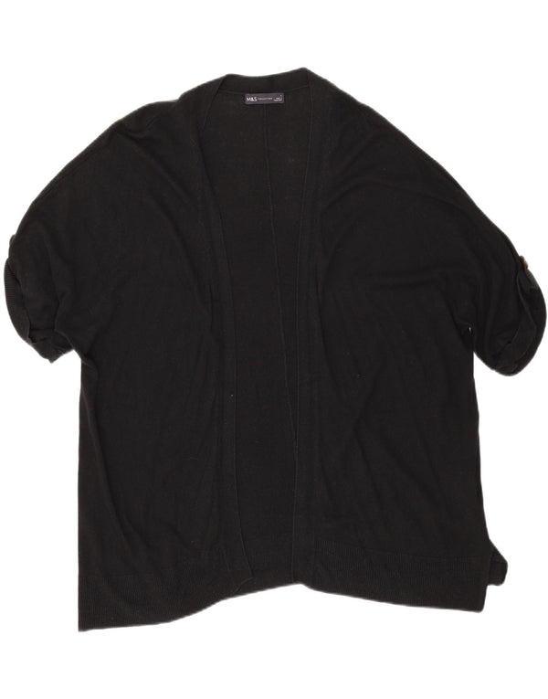 Marks & Spencer Womens Short Sleeve Open Cardigan Top UK 16 Large Schwarz