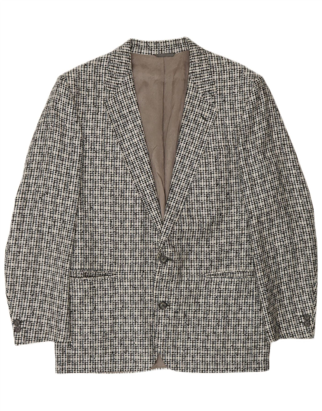 VINTAGE Herren-Blazer mit 2 Knöpfen, IT 50, großes grau kariertes Polyester