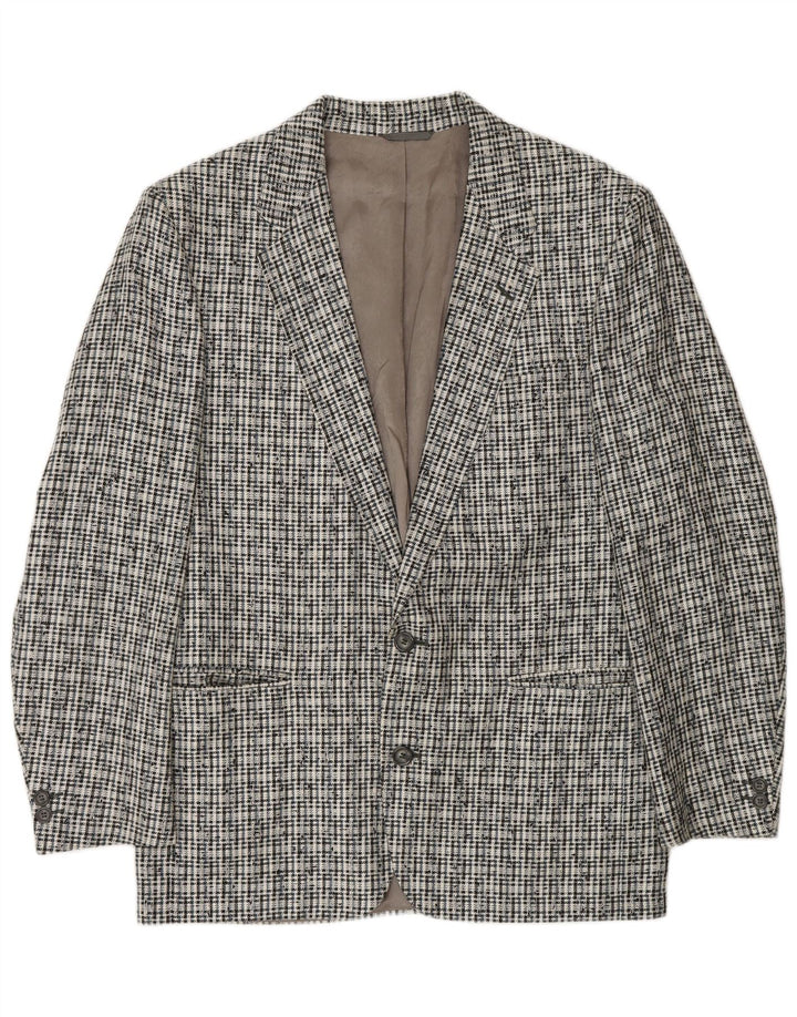 VINTAGE Herren-Blazer mit 2 Knöpfen, IT 50, großes grau kariertes Polyester
