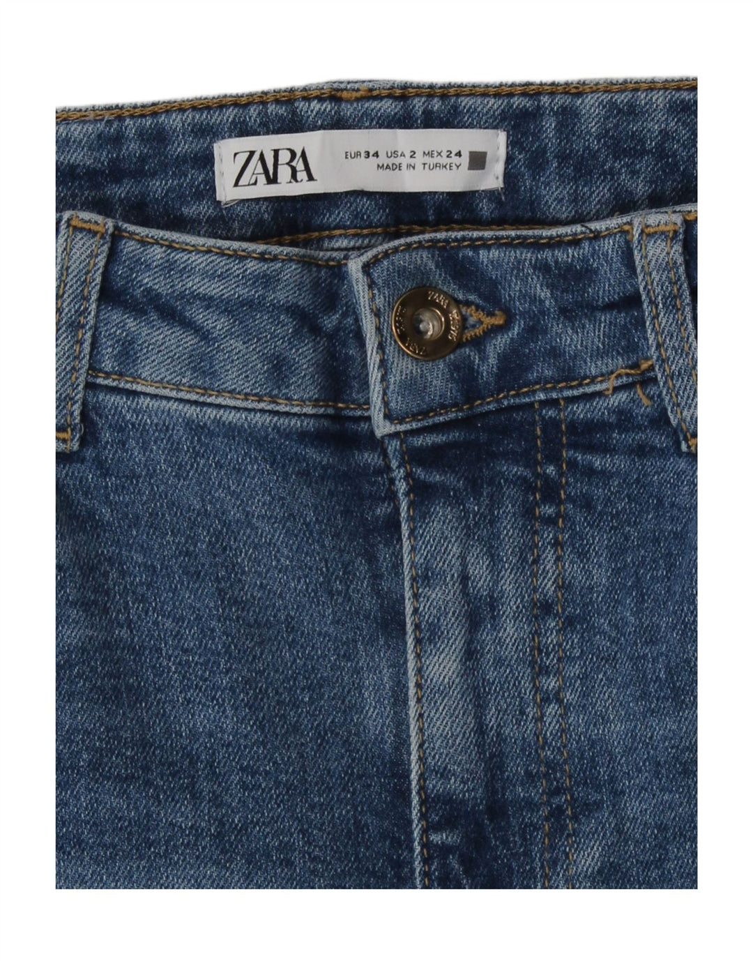 Zara Damen Schlagjeans EU 34 2XS W24 L31 Blau