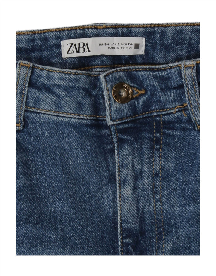 Zara Damen Schlagjeans EU 34 2XS W24 L31 Blau
