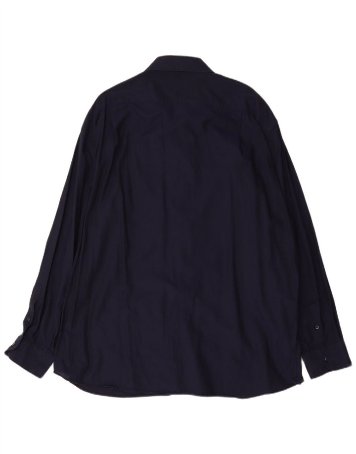 Roccobarocco Herrenhemd Größe 48 2XL Marineblaue Baumwolle