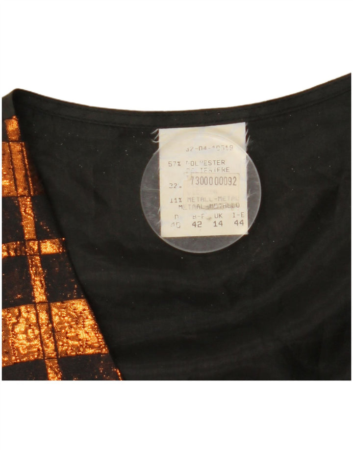 VINTAGE Damenweste UK 14 Mittelbraun kariertes Polyester