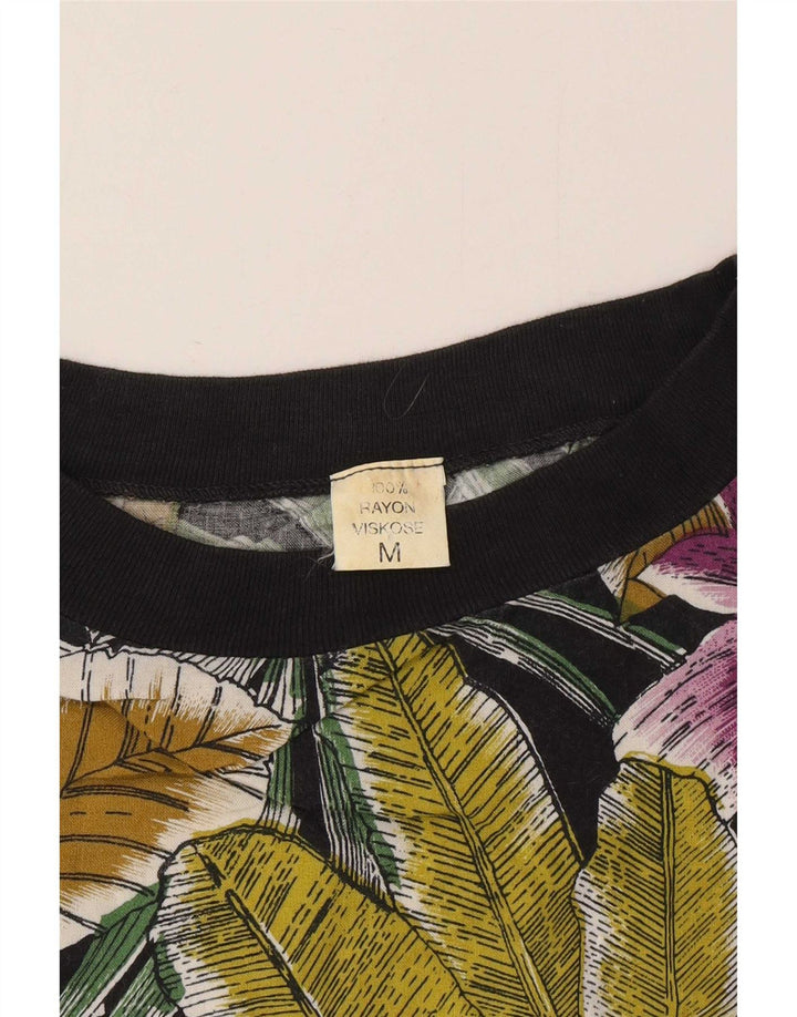 Vintage Herren T-Shirt Top Medium Mehrfarbig Blumen Rayon