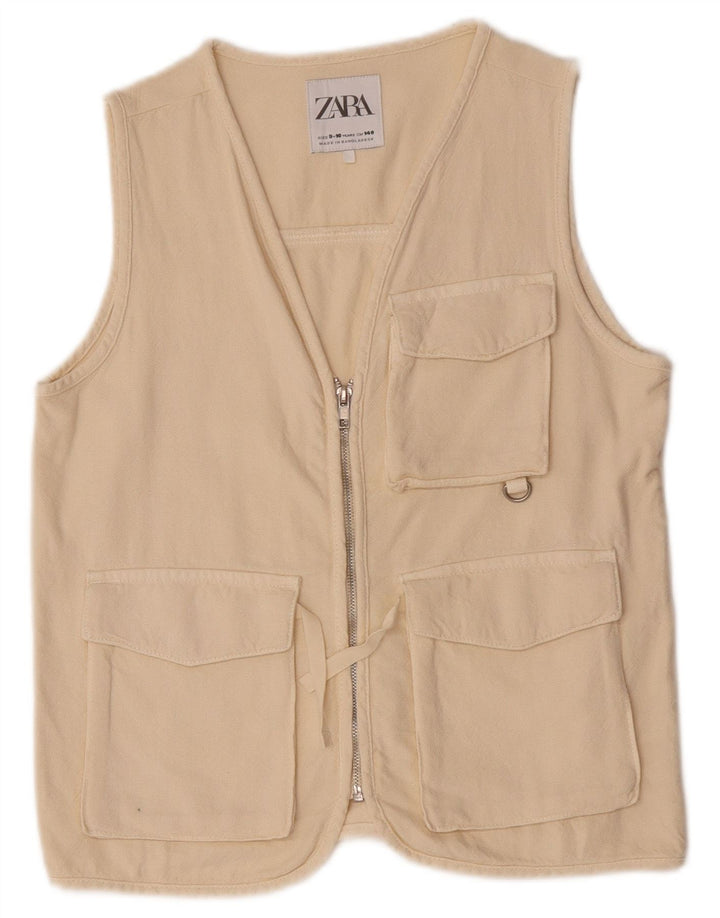 Zara Utility-Weste für Jungen, 9–10 Jahre, beige Baumwolle