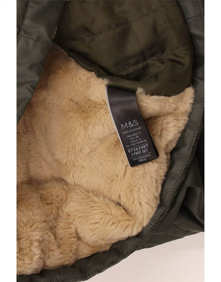 Marks & Spencer Damen-Übergröße, gewachste Jacke mit Kapuze, Gr. 8, Khaki