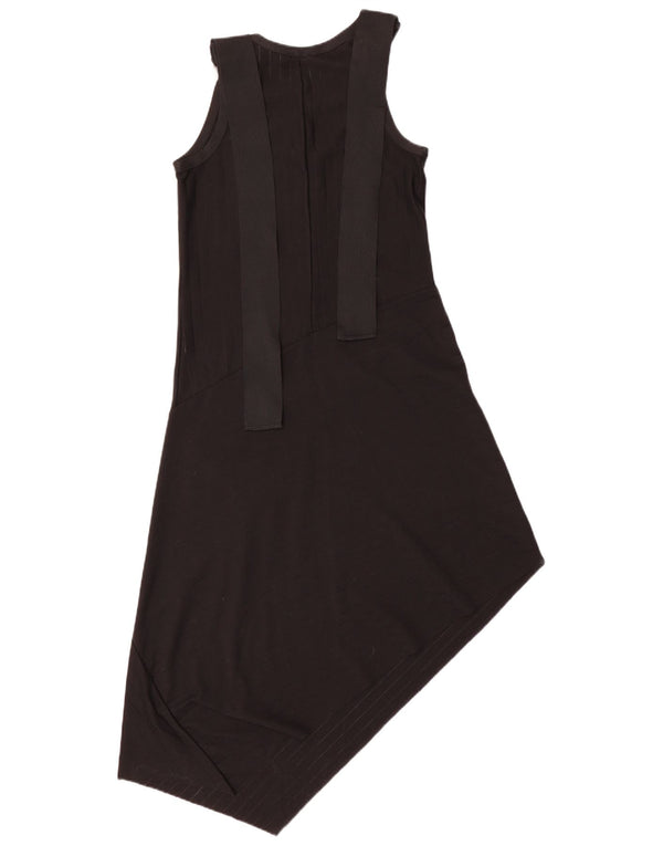 Langärmliges asymmetrisches Damenkleid von Zara, UK 12, Mittelschwarz, Nadelstreifen
