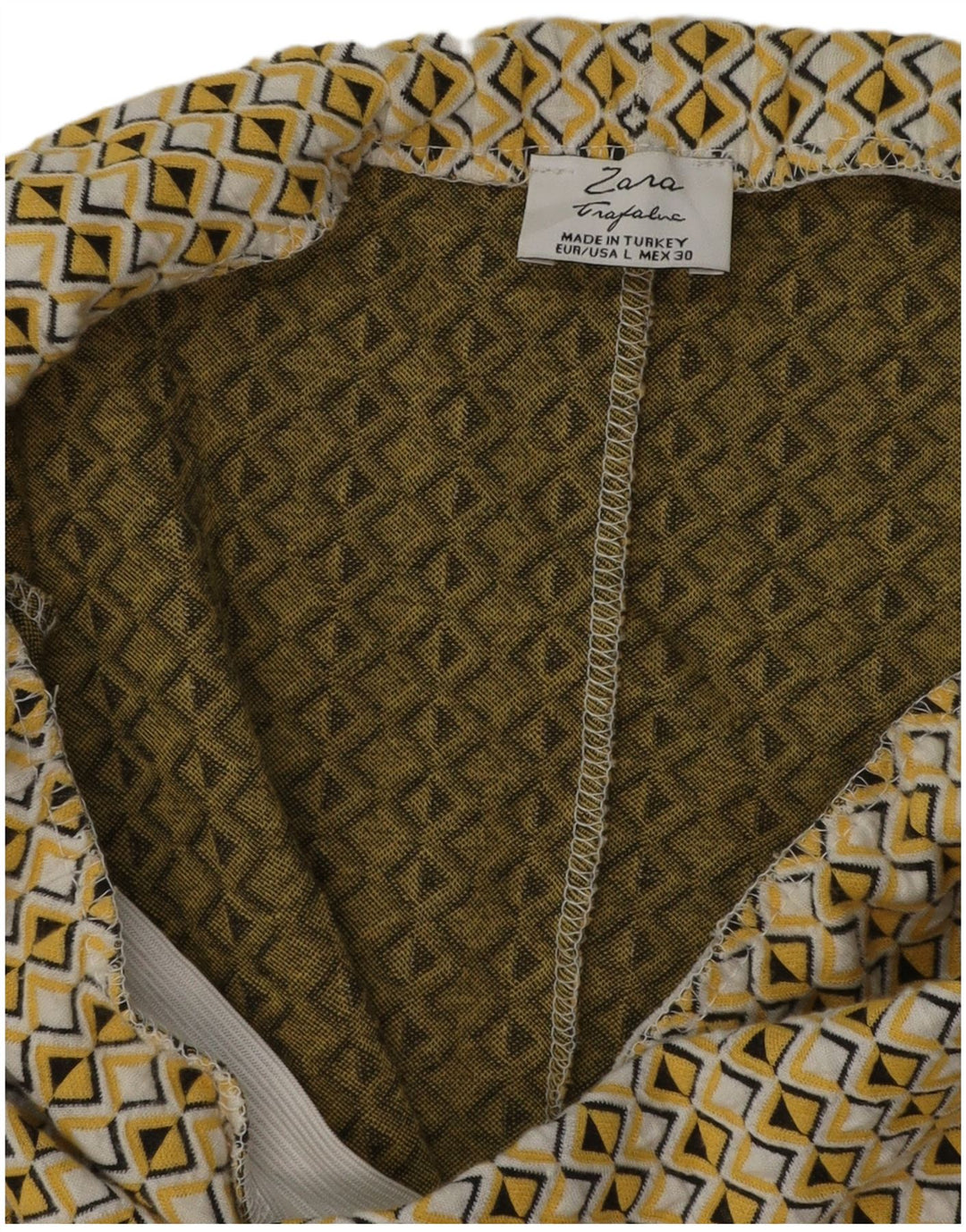 Zara Damen-Bleistiftrock, groß, W30, gelb, geometrisch