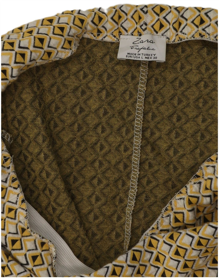 Zara Damen-Bleistiftrock, groß, W30, gelb, geometrisch