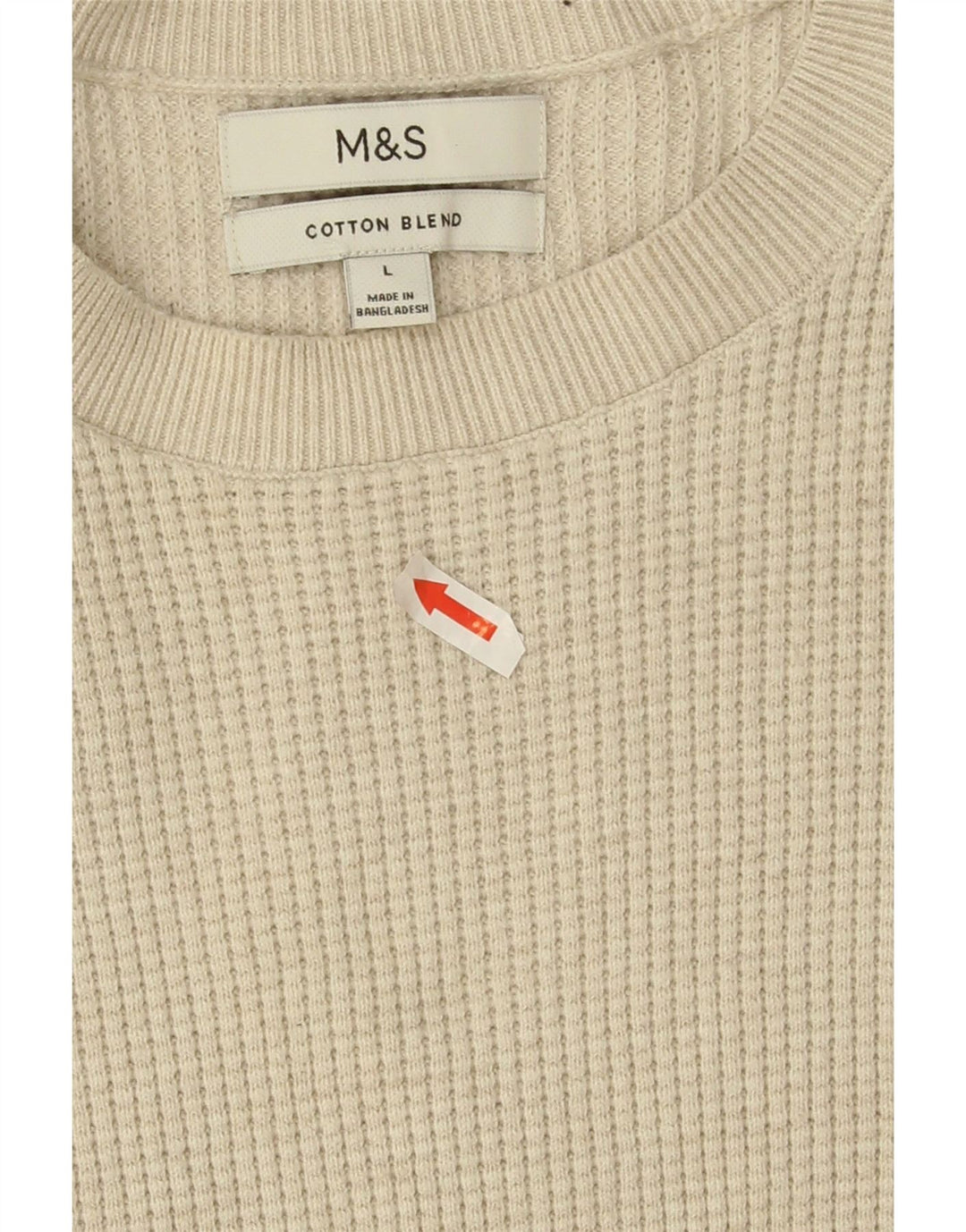 Marks & Spencer Herren-Pullover mit Rundhalsausschnitt, groß, beige, Polyester