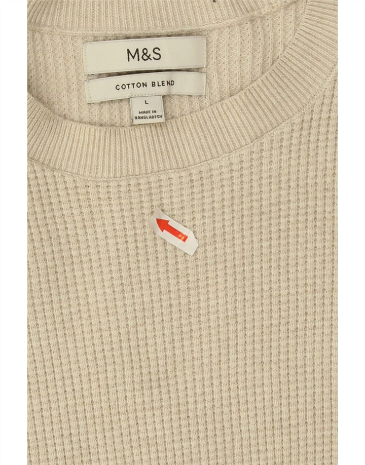 Marks & Spencer Herren-Pullover mit Rundhalsausschnitt, groß, beige, Polyester