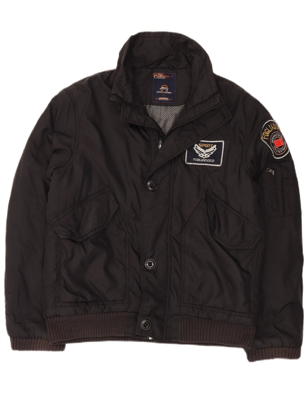 FOGLIADORO Herren Bomberjacke UK 40 Large Schwarz
