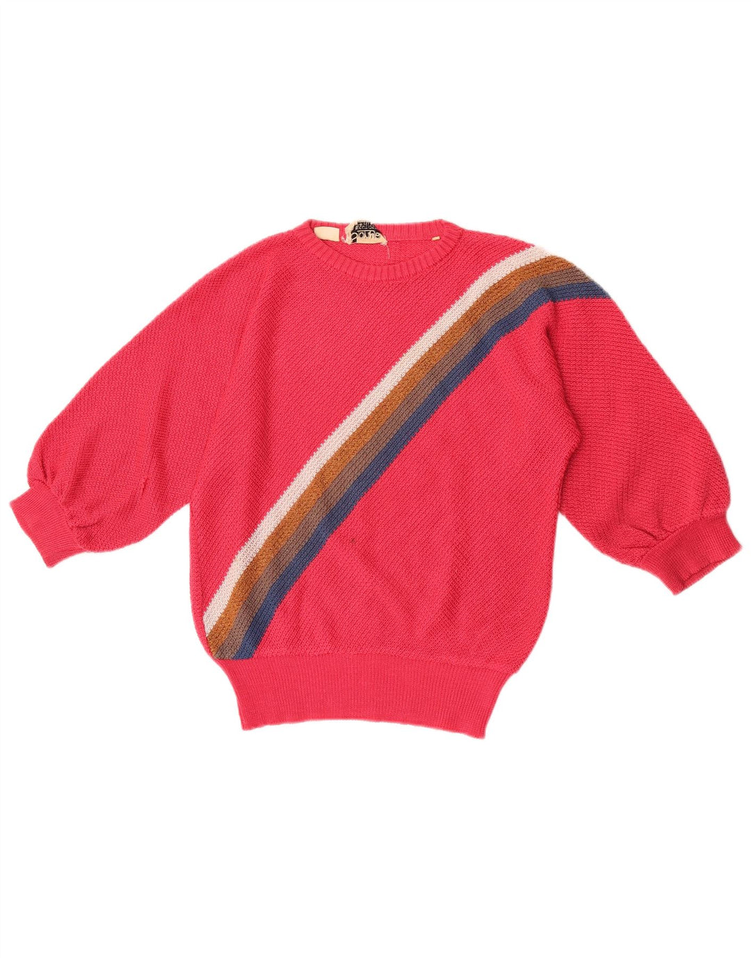 Sonya Damen-Pullover, übergroß, Rundhalsausschnitt, Gr. 10, klein, rosa gestreift