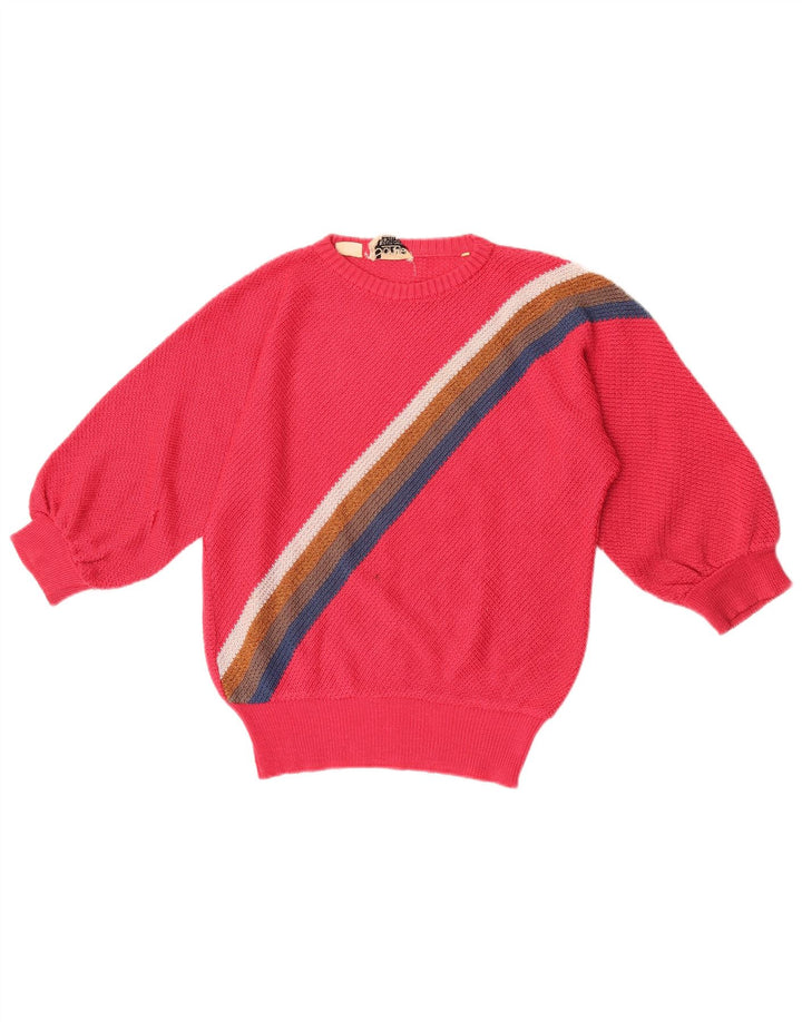 Sonya Damen-Pullover, übergroß, Rundhalsausschnitt, Gr. 10, klein, rosa gestreift