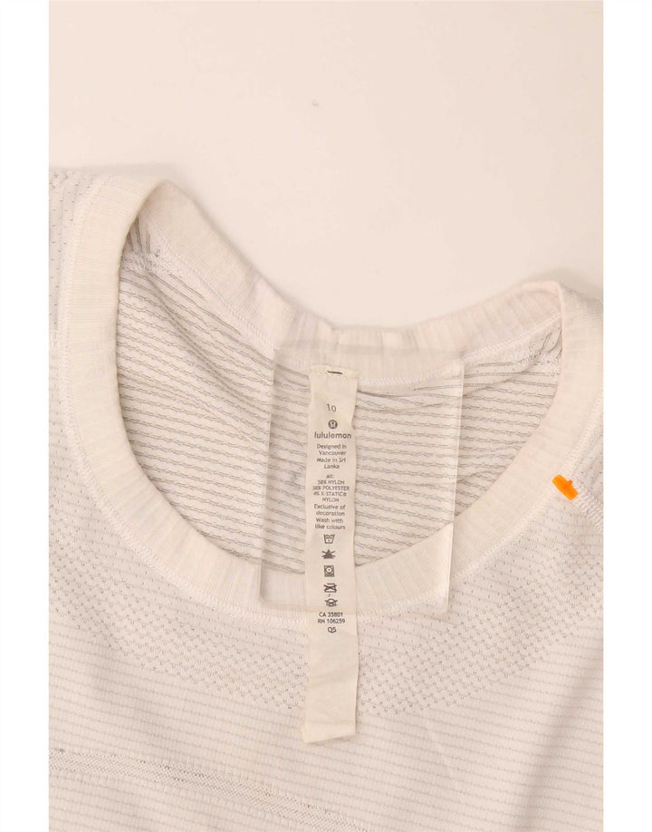 Lululemon Damen T-Shirt Top US 10 Large Weiß Nylon