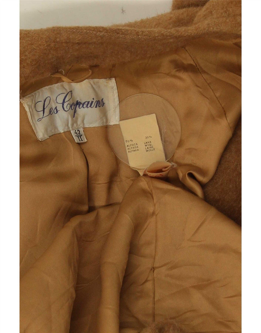 Les Copains Damen Übergroßer zweireihiger Mantel IT 42 Mittelbeige