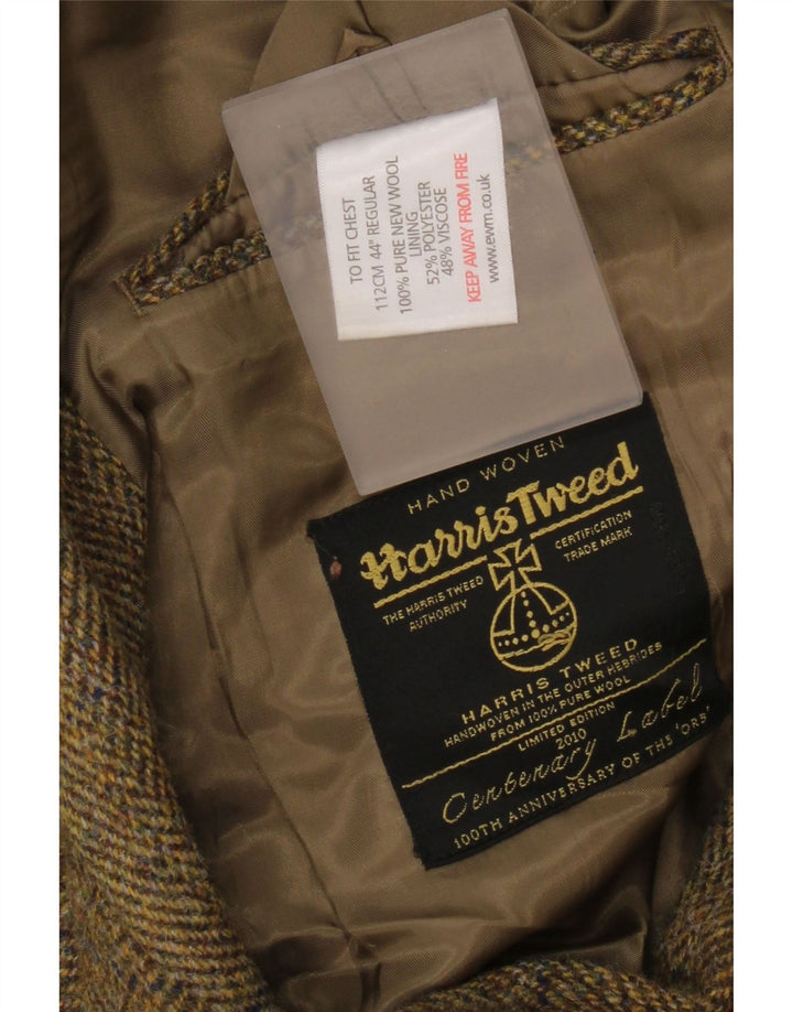Harris Tweed Herren-Blazer mit 2 Knöpfen, UK 38, mittelbraun, Fischgrätenmuster
