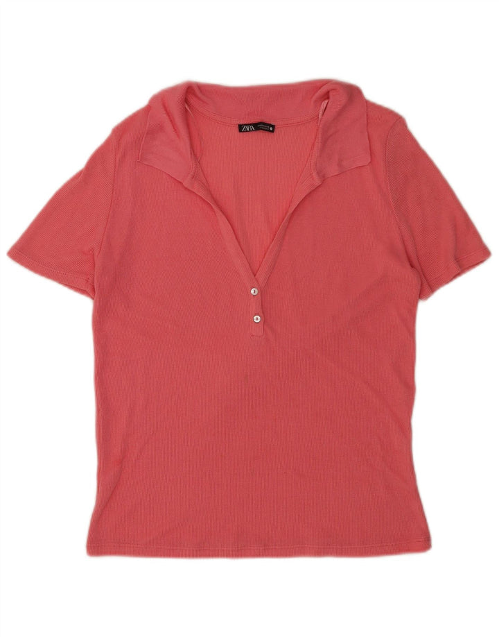 Zara Damen Poloshirt UK 14 Mittelrosa