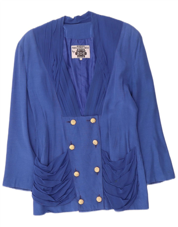 Zoe Damen Zweireihige Blazerjacke IT 42 Mittelblaue Viskose