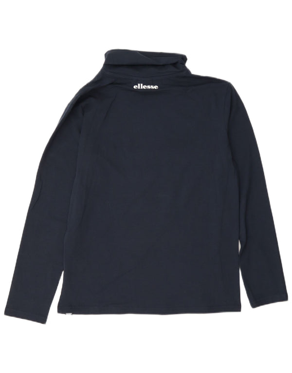 Ellesse Damen Top Langarm UK 16 Large Marineblau Colourblock Baumwolle