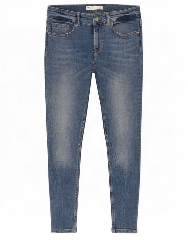 Zara Damen Crop Skinny Jeans EU 38 Small W28 L25 Blaue Baumwolle