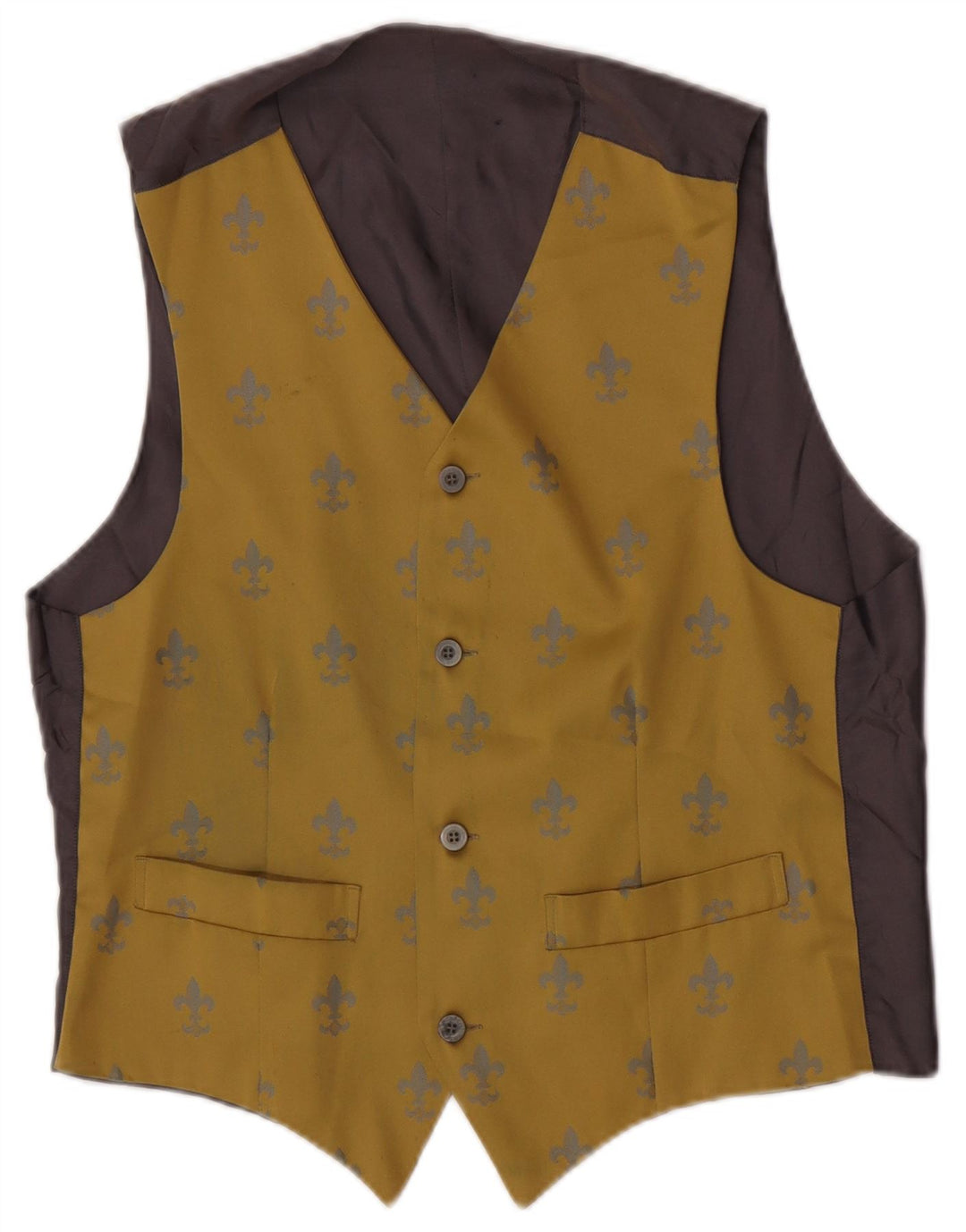 Vintage Herren Weste mit abstraktem Muster, Mittelgelb, Ikat