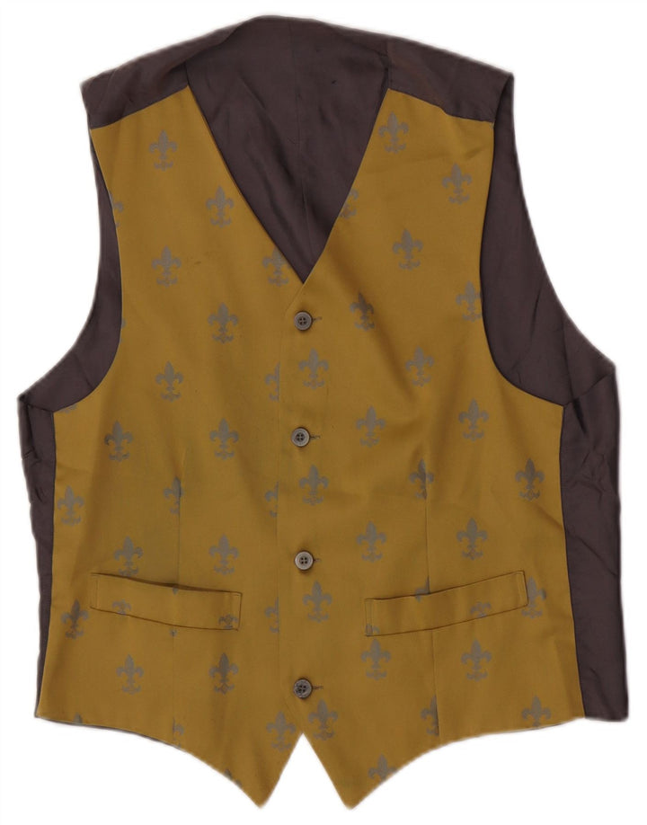 Vintage Herren Weste mit abstraktem Muster, Mittelgelb, Ikat