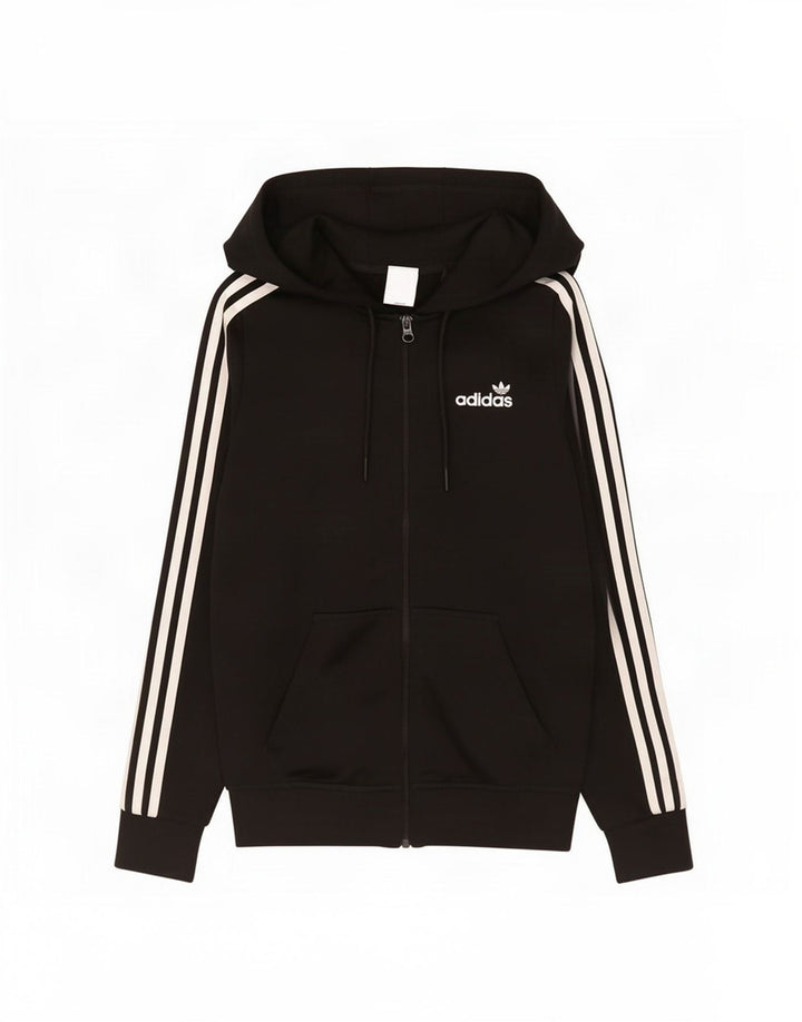Adidas Damen Zip Hoodie Pullover UK 10 Small Schwarz Polyester