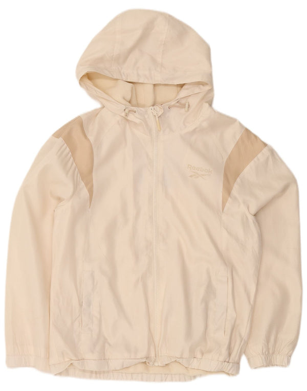 Reebok Herren-Trainingsanzug mit grafischer Kapuze, Top-Jacke, Gr. 36, Größe S, gebrochenes Weiß