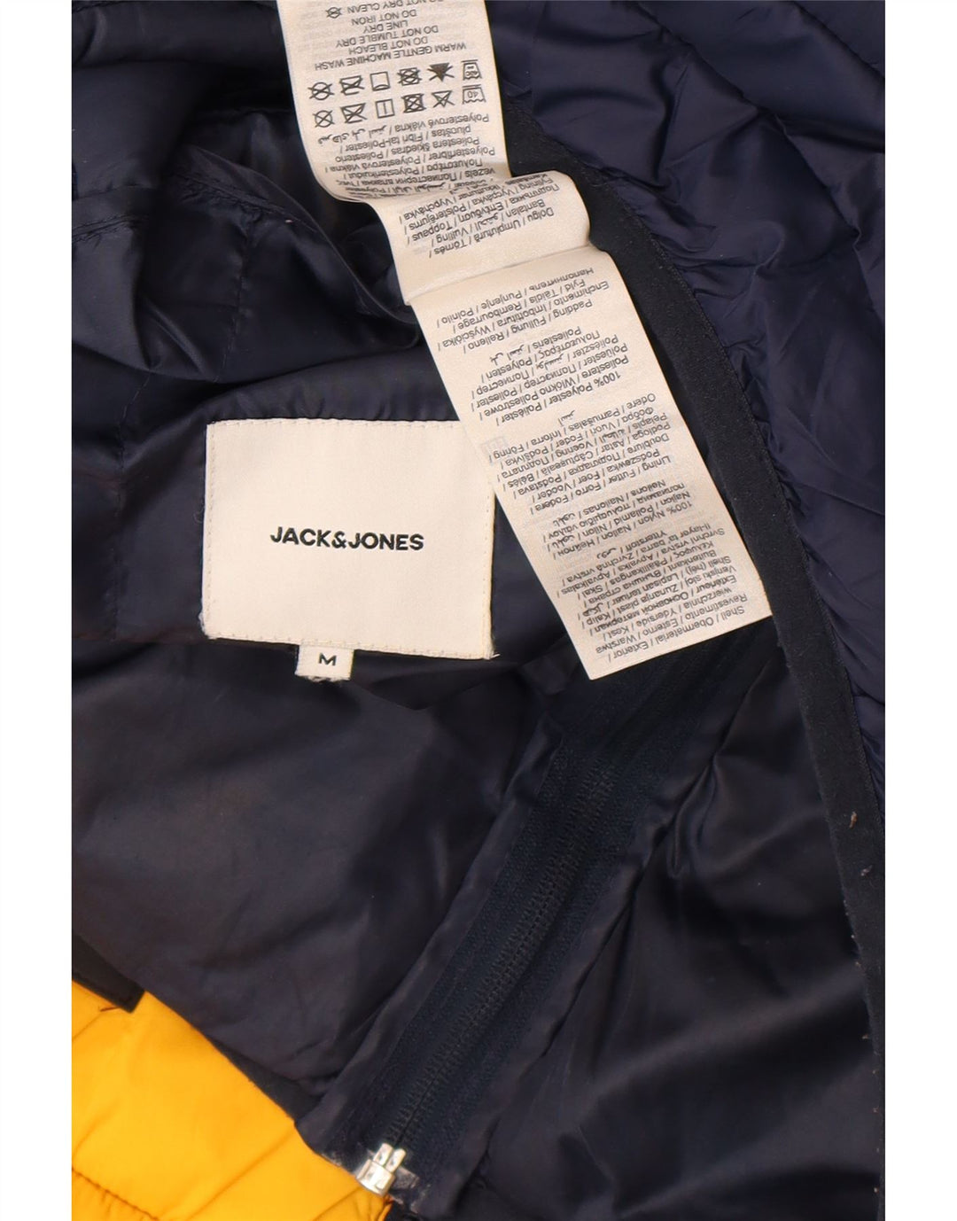 Jack & Jones wattierte Herrenjacke mit Kapuze, UK 38, Mittel, Marineblau, Farbblock
