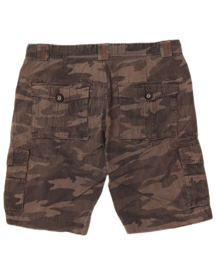 Outsider Herren-Cargo-Shorts W34, große graue Camouflage-Baumwolle