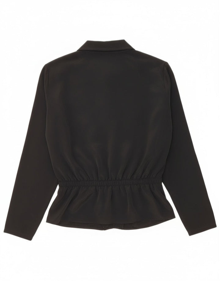 LOLA Damen Langarm-Blusenoberteil UK 12 Medium Schwarz