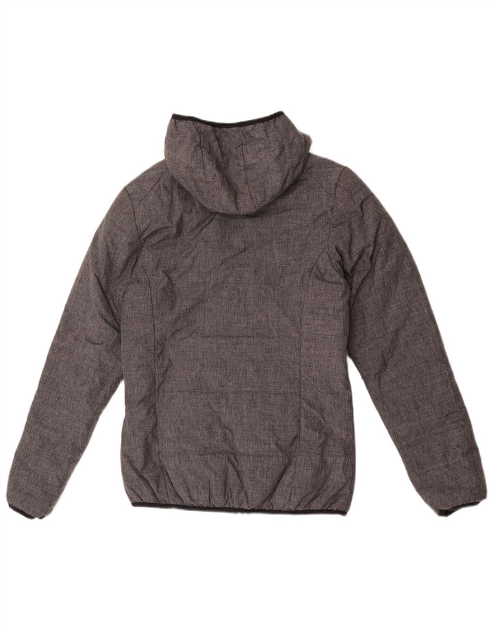 Ellesse Womens Hooded Reversible Wattierte Jacke UK 10 Small Graues Nylon