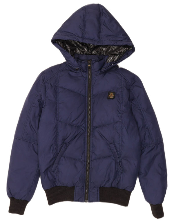 Refrigiwear Wattierte Jacke mit Kapuze für Mädchen, 11–12 Jahre, Marineblau, Farbblock