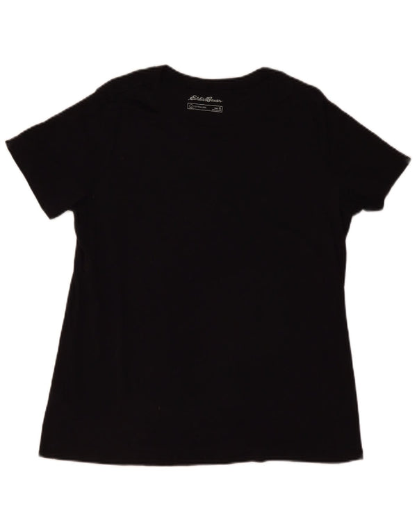 EDDIE BAUER Damen T-Shirt Top UK 18 XL Schwarz Baumwolle