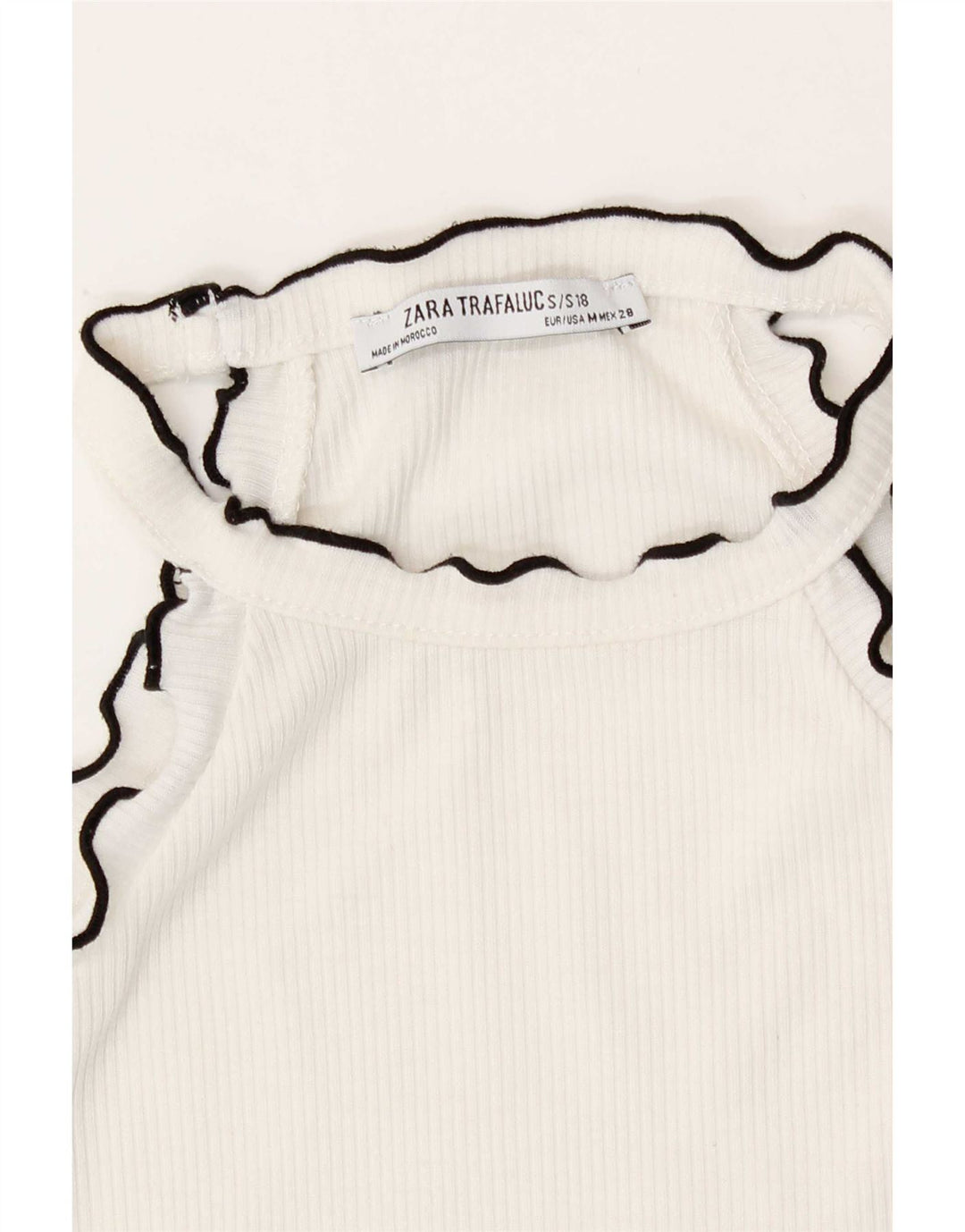 Zara Damen Crop Neckholder Top UK 12 Mittelweiße Baumwolle