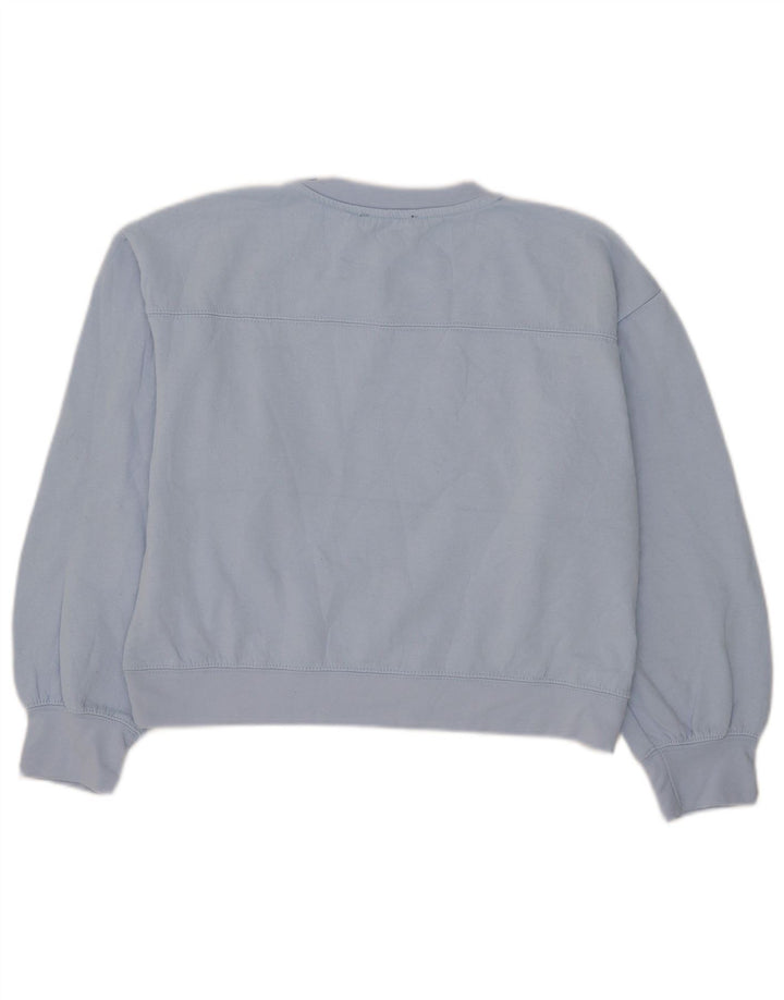 Zara Damen Crop Sweatshirt Pullover UK 16 Large Blau Polyester