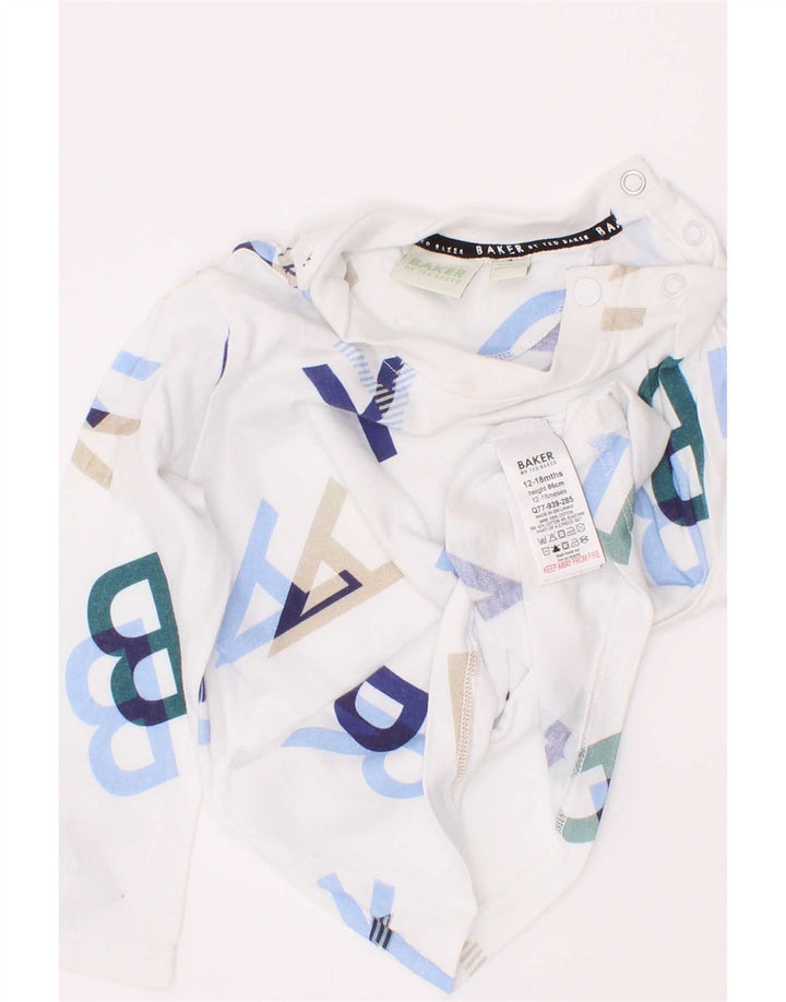 Ted Baker Baby-Jungen-Top mit Grafik, langärmlig, 12–18 Monate, weiße Baumwolle