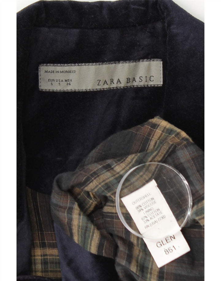 Zara Damen-Blazer aus Samt mit 1 Knopf, Gr. 8, Marineblau, Baumwolle